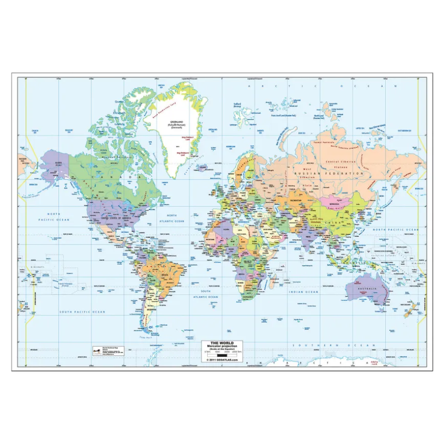 Mercator Map of the World Political A1