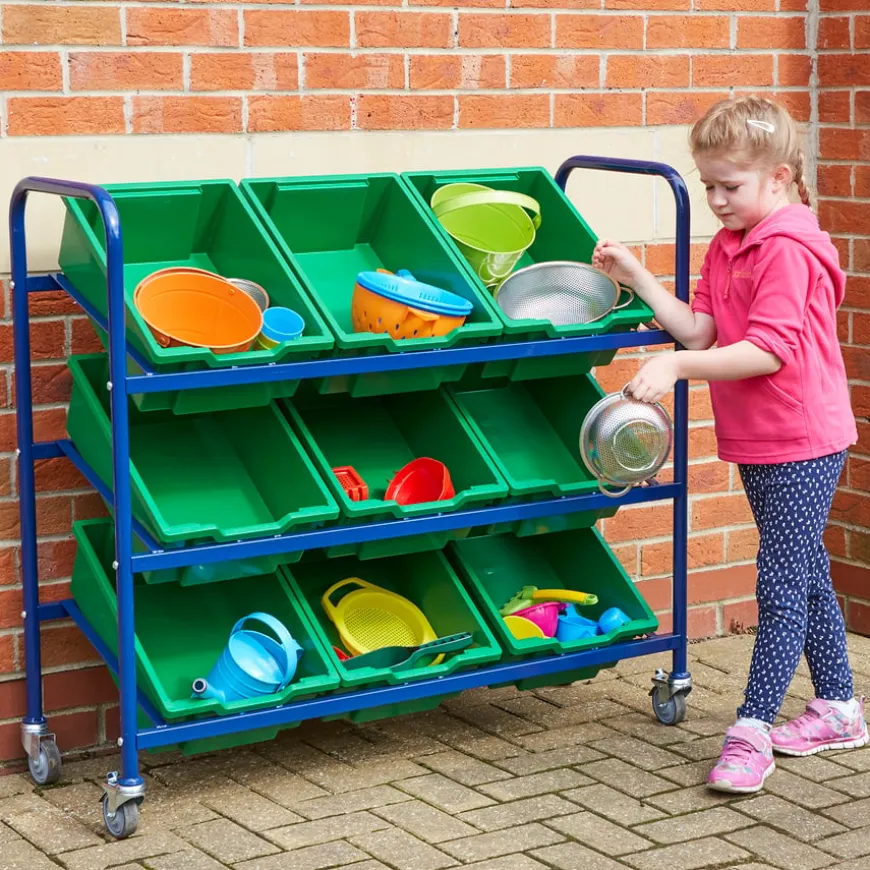 Metal Tilted Tray Trolley with Trays