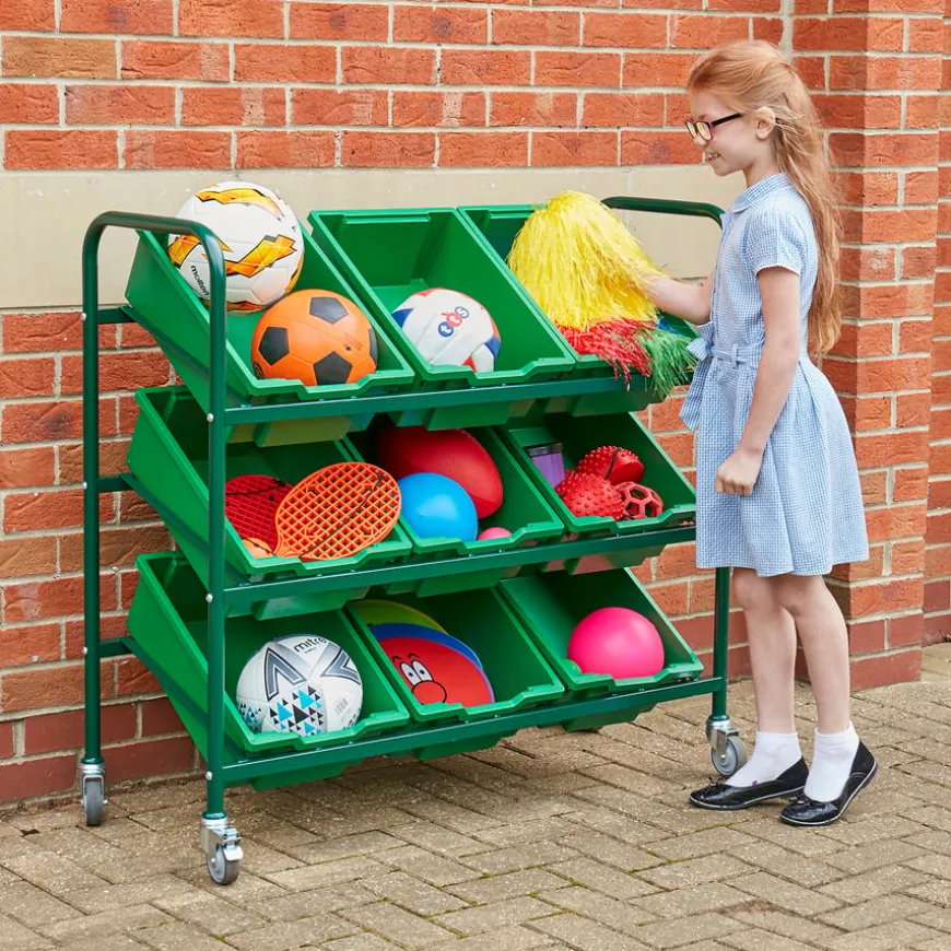 Metal Tilted Tray Trolley with Trays