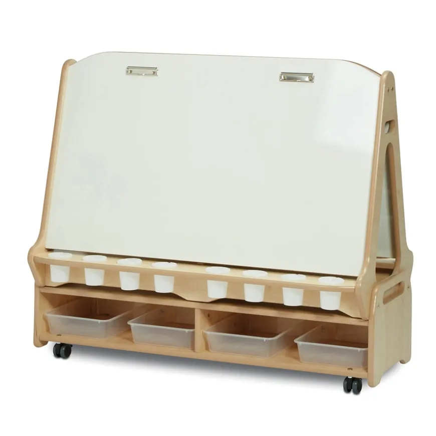 Millhouse Double Sided Whiteboard Easel with Low Trolley