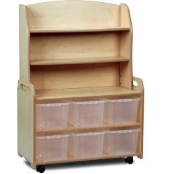 Millhouse Mobile Welsh Dresser Display Storage Clear Tubs