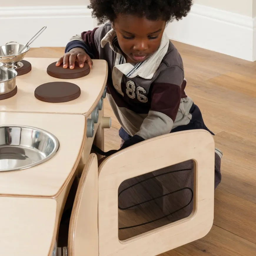 Millhouse Toddler Natural Wooden Play Kitchen 4pc