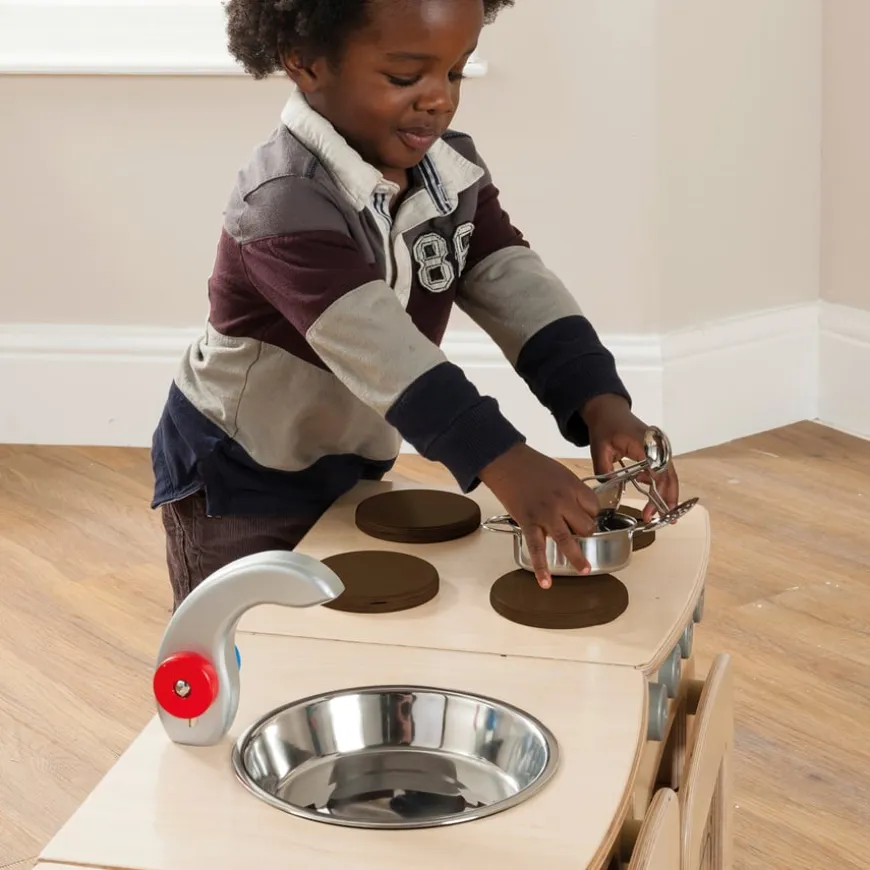 Millhouse Toddler Natural Wooden Play Kitchen 4pc