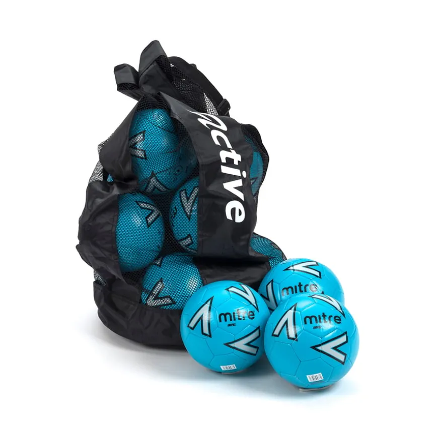 Mitre 12 Impel Training Footballs & Strge Bag Blue Size 4