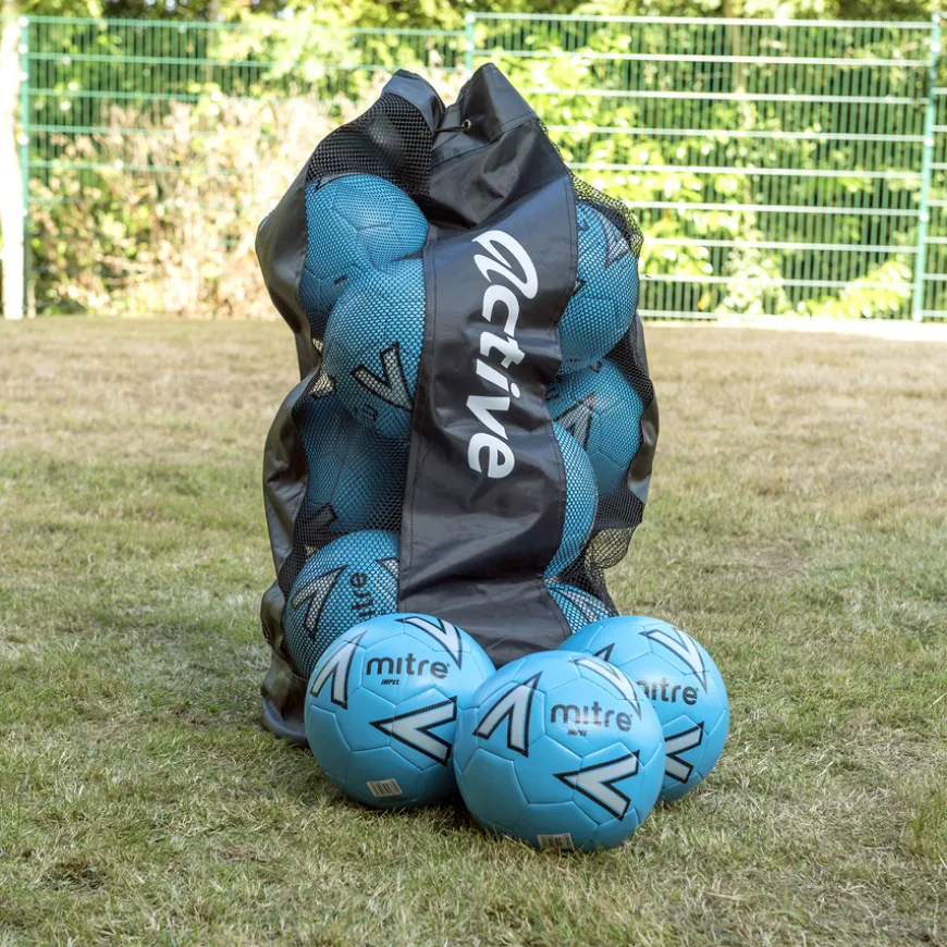 Mitre 12 Impel Training Footballs & Strge Bag Blue Size 4
