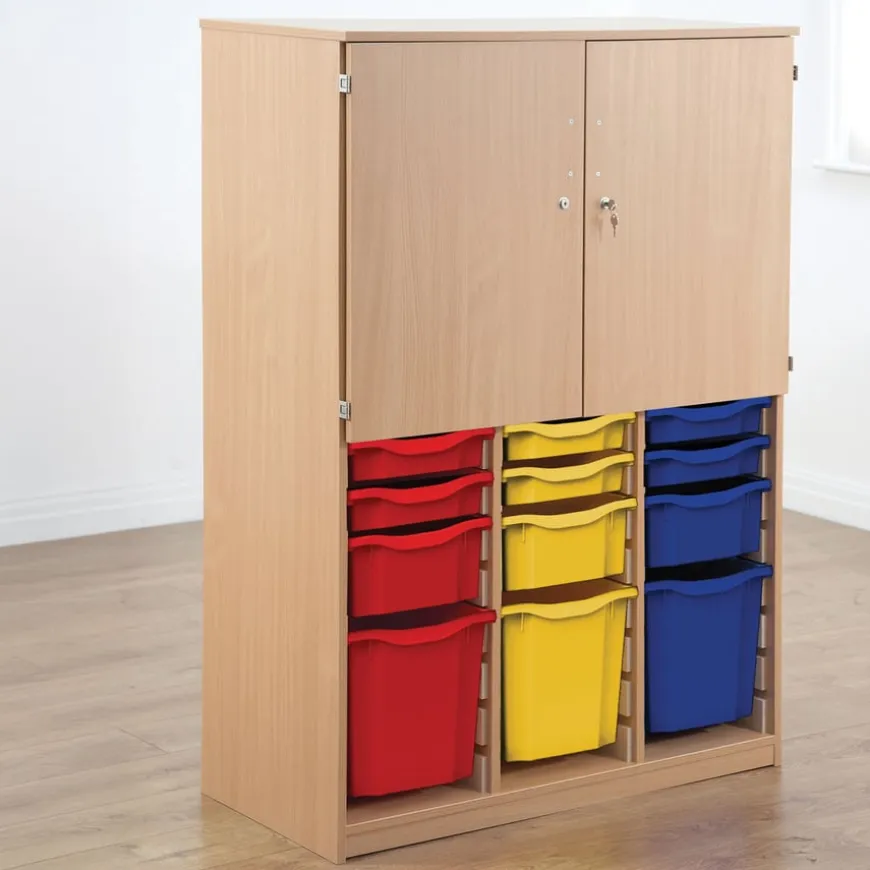 Mixed Size Tray and Cupboard Combination Unit