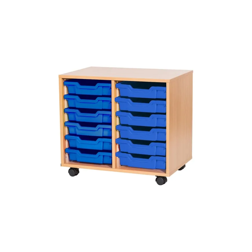 Mobile Double Tray Storage Unit 12 Trays
