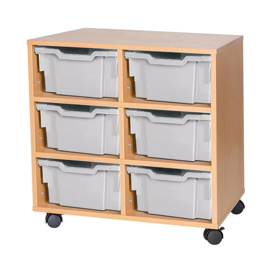 Mobile Double Tray Storage Unit 6 Deep