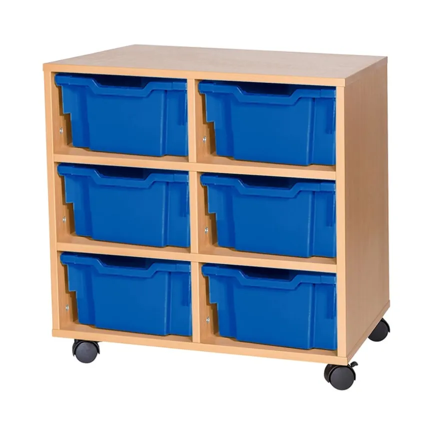 Mobile Double Tray Storage Unit 6 Deep