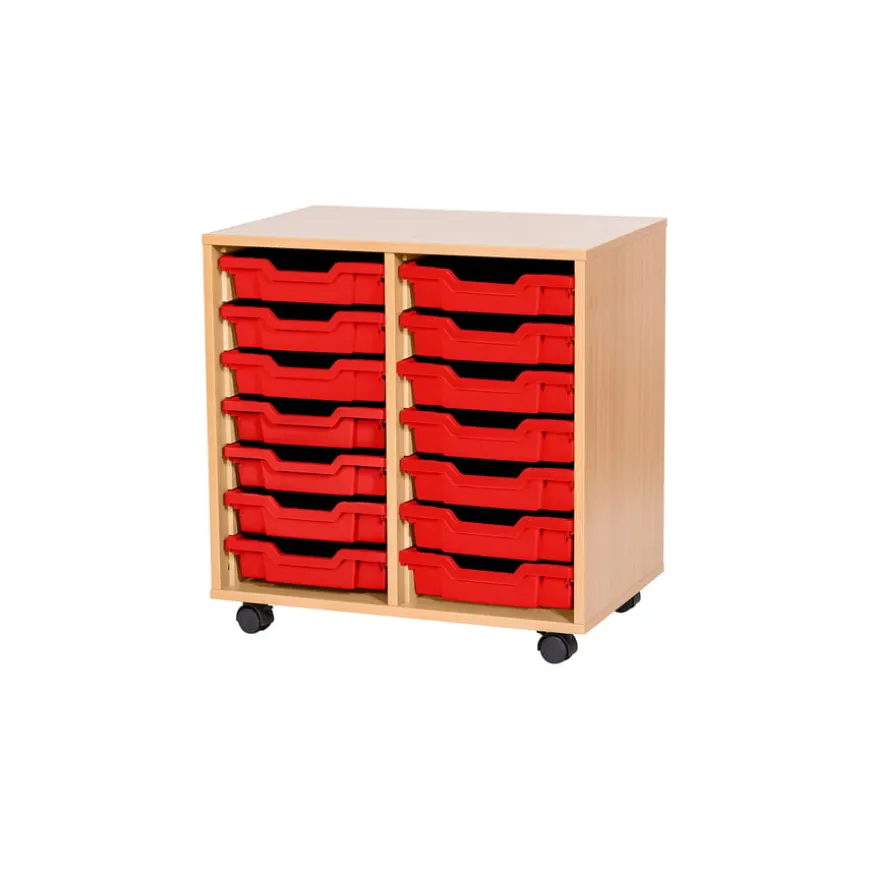 Mobile Double Tray Storage Unit 14 Trays