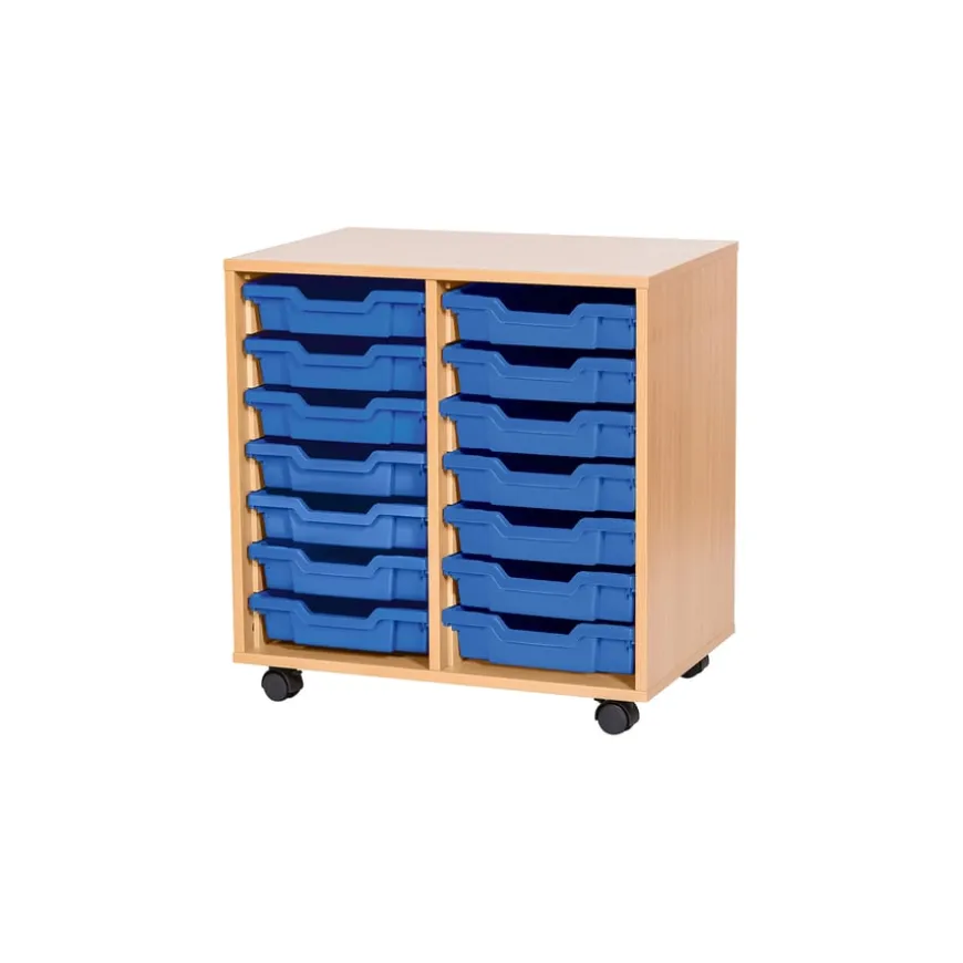 Mobile Double Tray Storage Unit 14 Trays