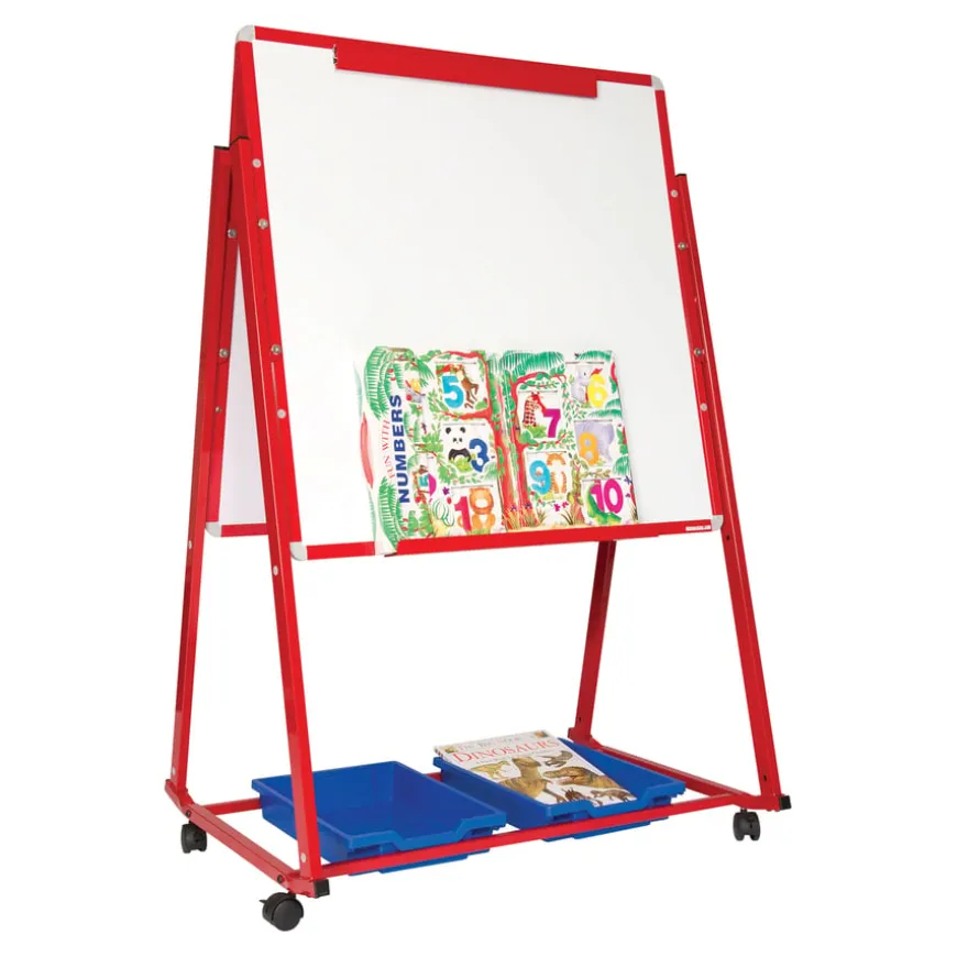 Mobile Magnetic Whiteboard Easel w/ Storage