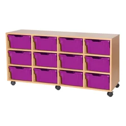 Mobile Quad Tray Storage Unit 12 Deep