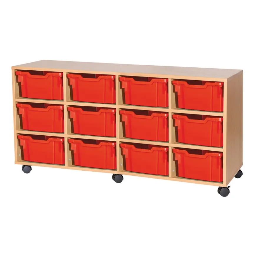 Mobile Quad Tray Storage Unit 12 Deep
