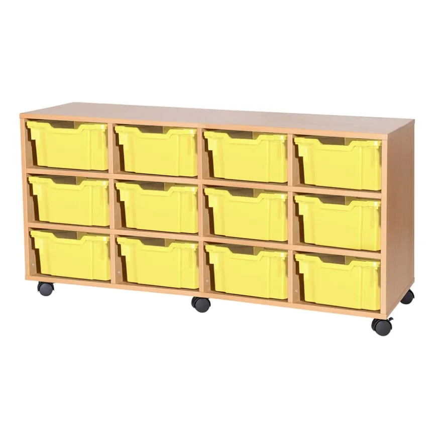 Mobile Quad Tray Storage Unit 12 Deep