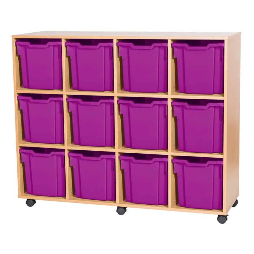 Mobile Quad Tray Storage Unit 12 Jumbo