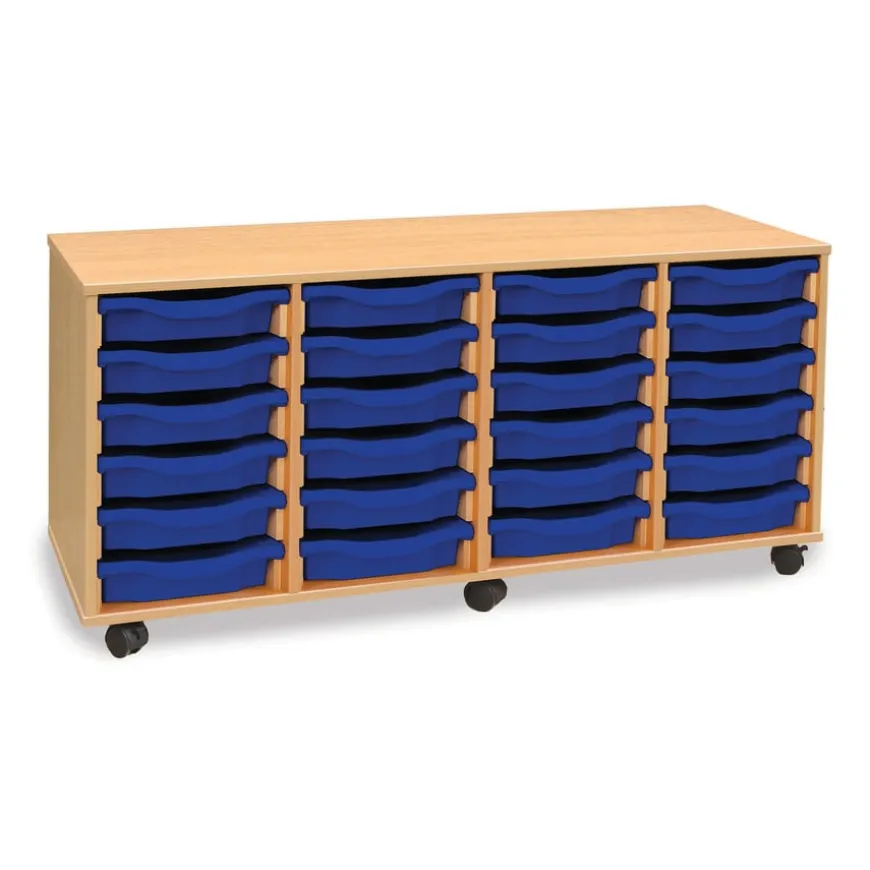Mobile Storage Unit With 24 Shallow Trays 4x6