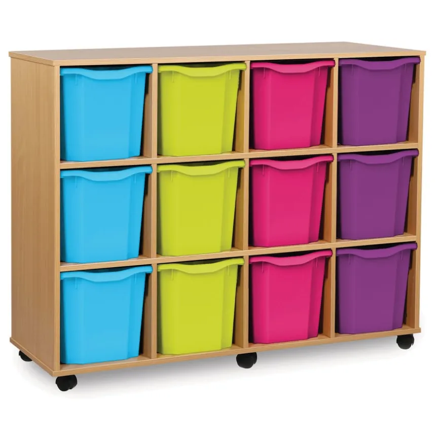 Mobile Tray Storage Unit With 12 Jumbo Trays