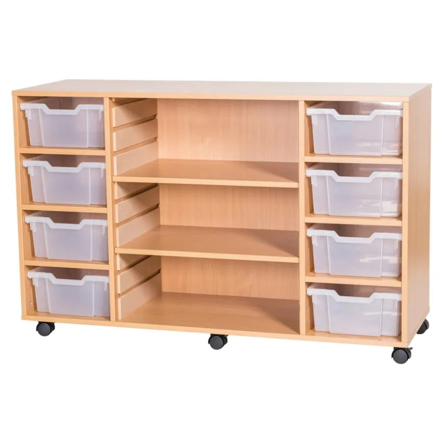 Mobile Tray Storage Unit with Shelves