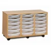 Mobile Tray Storage Unit With 18 Shallow Trays