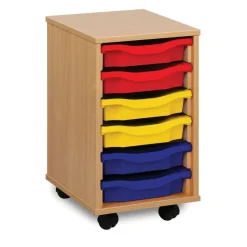 Mobile Tray Storage Unit With 6 Shallow Trays