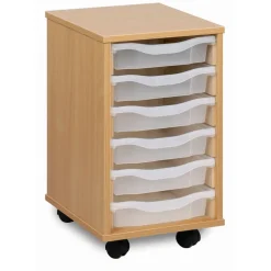 Mobile Tray Storage Unit With 6 Shallow Trays