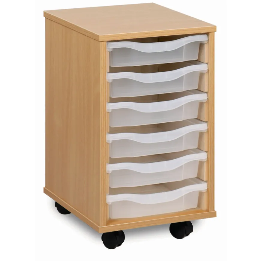 Mobile Tray Storage Unit With 6 Shallow Trays