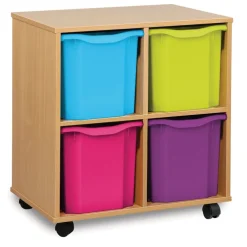 Mobile Tray Storage Unit With 4 Jumbo Trays