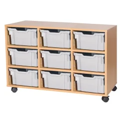 Mobile Triple Tray Storage Unit 9 Deep