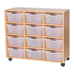 Mobile Triple Tray Storage Unit 12 Deep