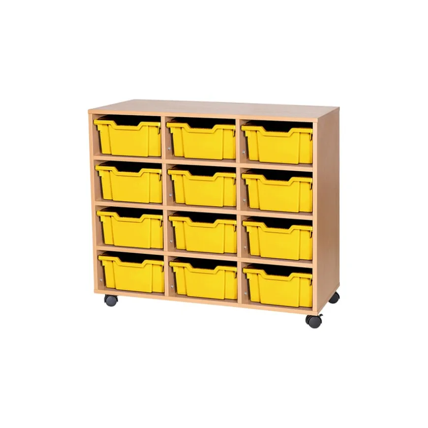 Mobile Triple Tray Storage Unit 12 Deep
