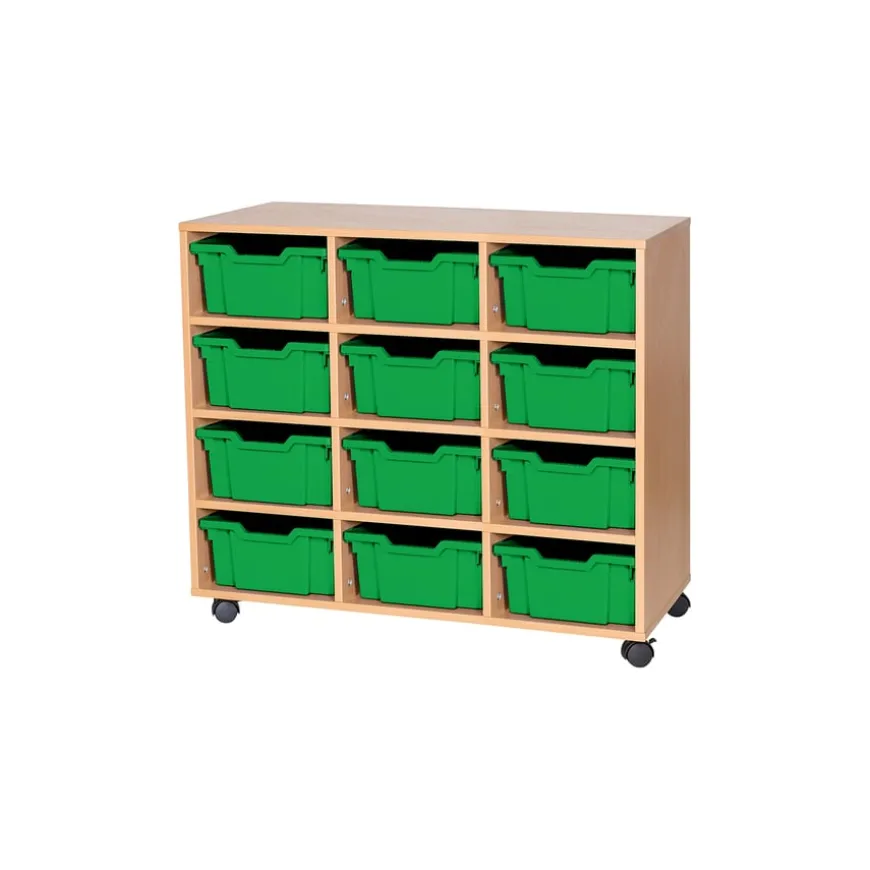 Mobile Triple Tray Storage Unit 12 Deep