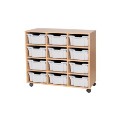 Mobile Triple Tray Storage Unit 12 Deep
