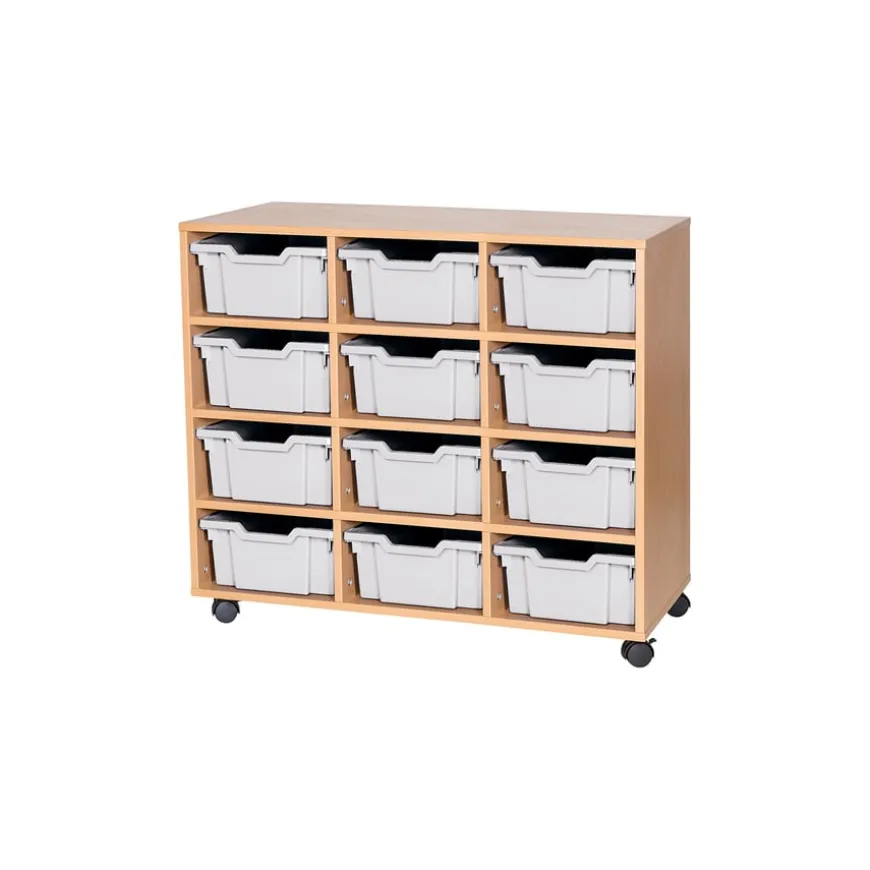 Mobile Triple Tray Storage Unit 12 Deep