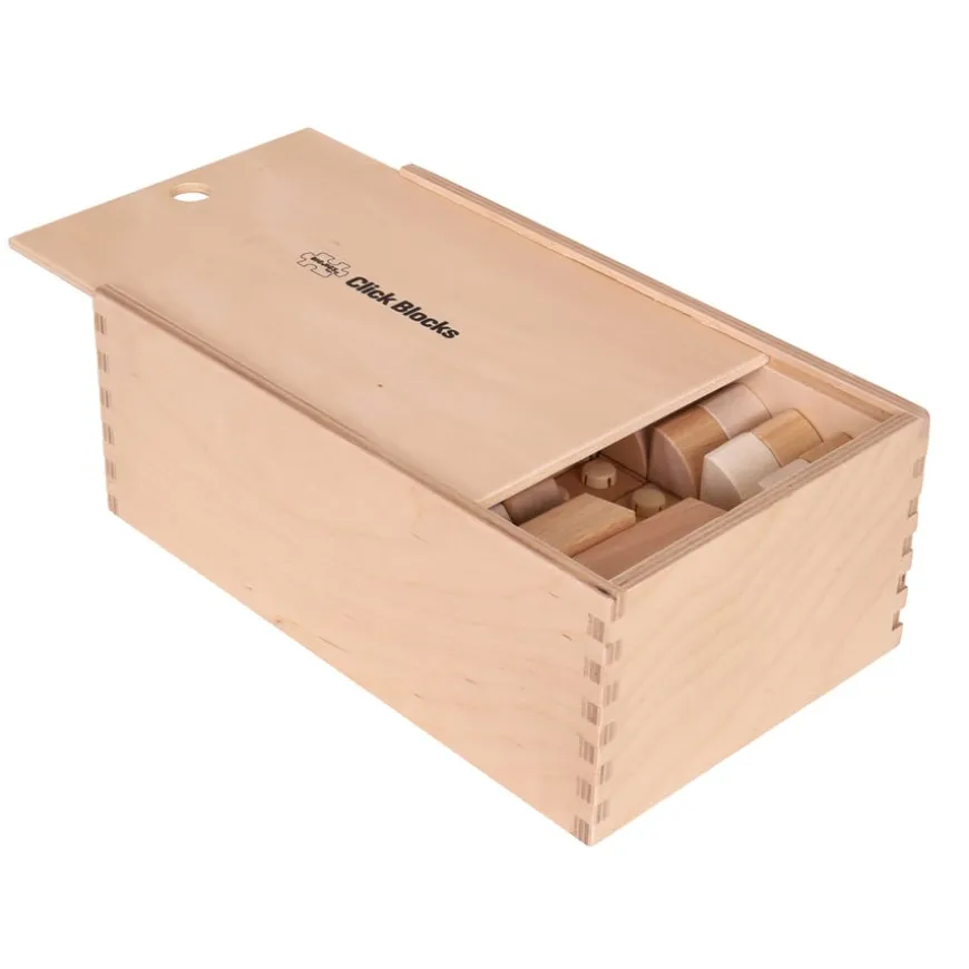 Natural Wooden Click Building Blocks 100pk