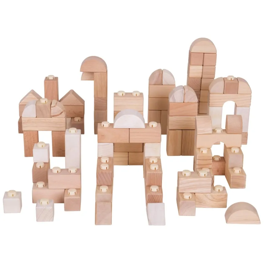 Natural Wooden Click Building Blocks 100pk