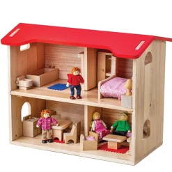 Natural Wooden Doll's House and Furniture