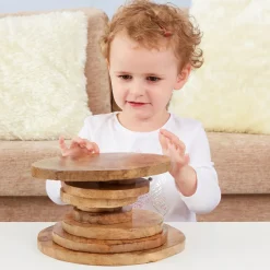 Natural Wooden Stacking Discs 10pk