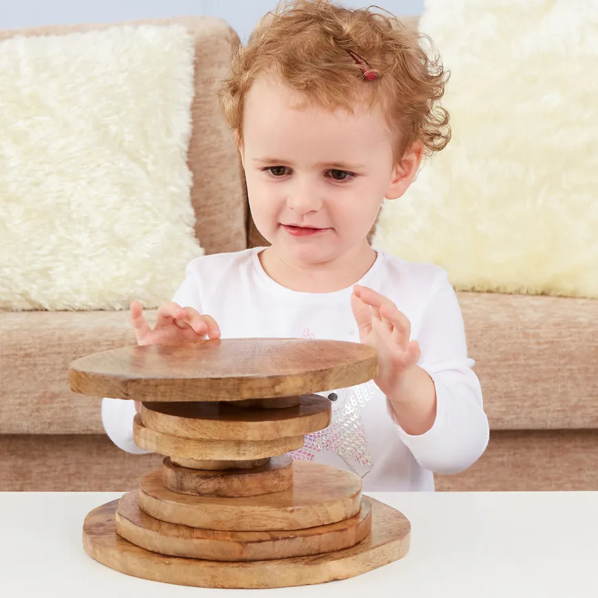 Natural Wooden Stacking Discs 10pk
