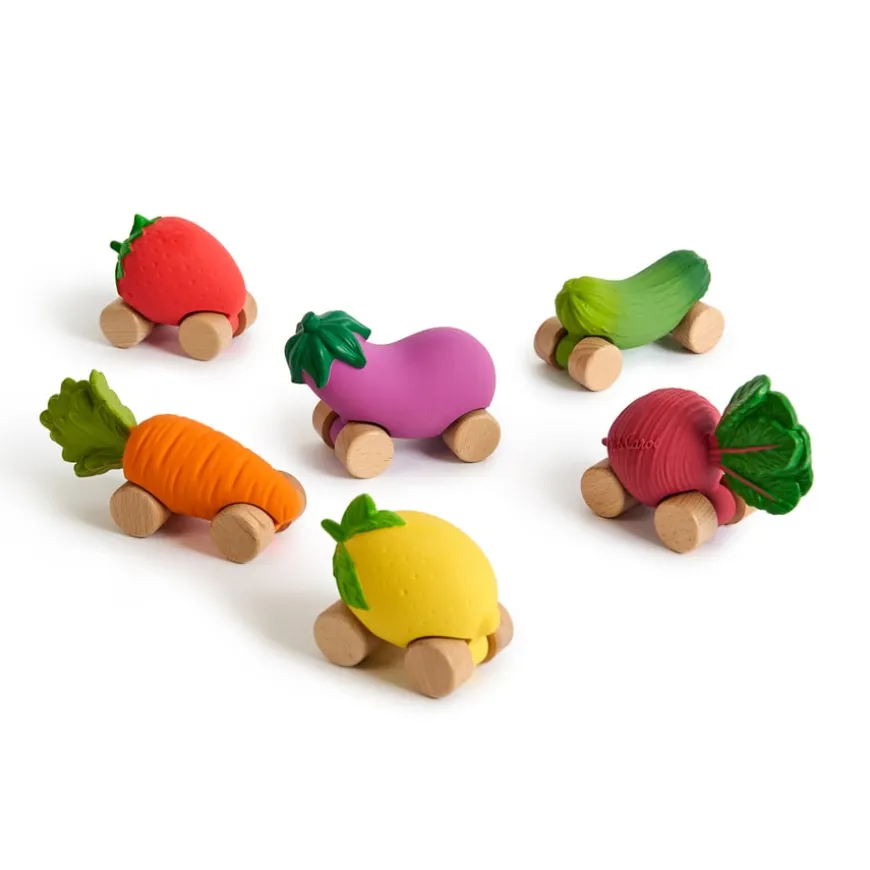 Oli & Carol Rubber Fruit & Vegetable Vehicles 6pk