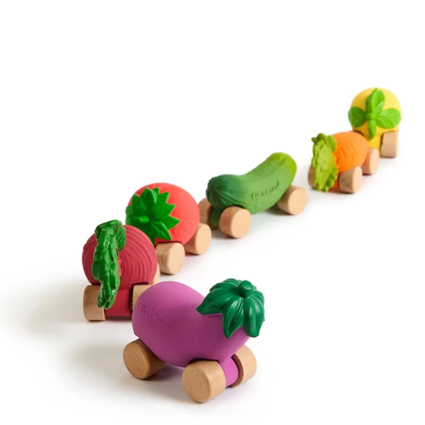 Oli & Carol Rubber Fruit & Vegetable Vehicles 6pk