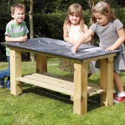 Outdoor Rectangular Chalkboard Table and Benches