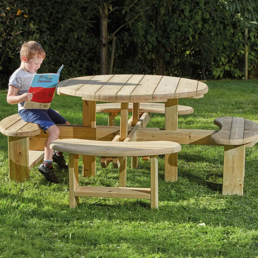 Outdoor Round Wooden Picnic Bench