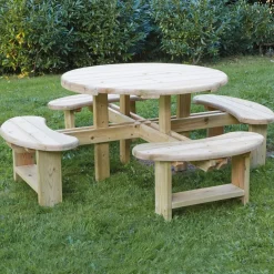 Outdoor Round Wooden Picnic Bench