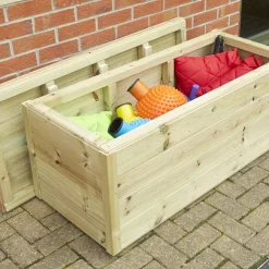 Outdoor Storage with Planters and Bench Offer