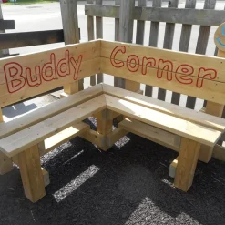 Outdoor Wooden Buddy Corner Bench