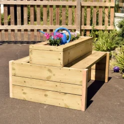 Outdoor Wooden Double Sided Bench Planter