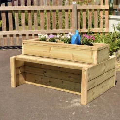 Outdoor Wooden Double Sided Bench Planter