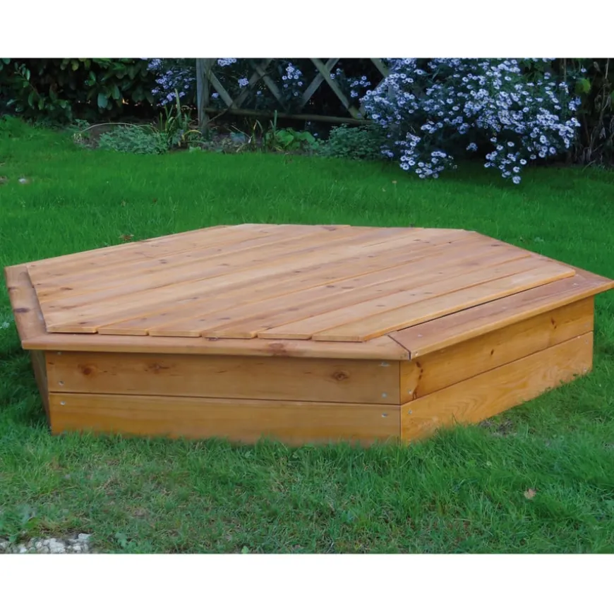 Outdoor Wooden Hexagonal Sandpit with Lid