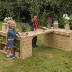 Outdoor Wooden Movable Multi Tables Unit